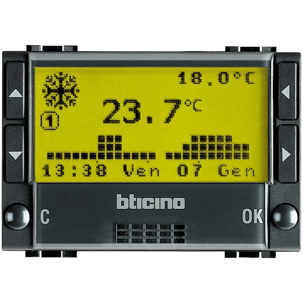 Cronotermostato BTicino Livinglight L4451 - Controllo Temperatura Programmabile, Design Antracite