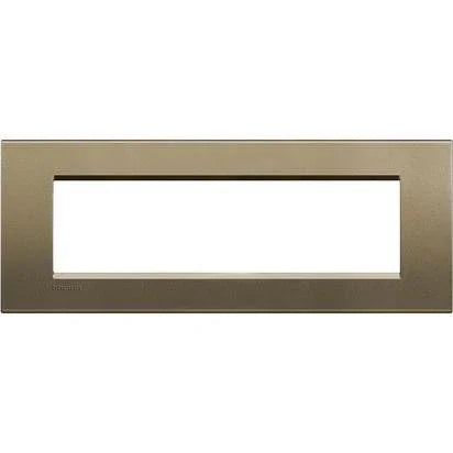 Placca 7P Quadrata BTicino - Living Light - LNA4807SQ - Design Elegante in Metallo, 7 Moduli