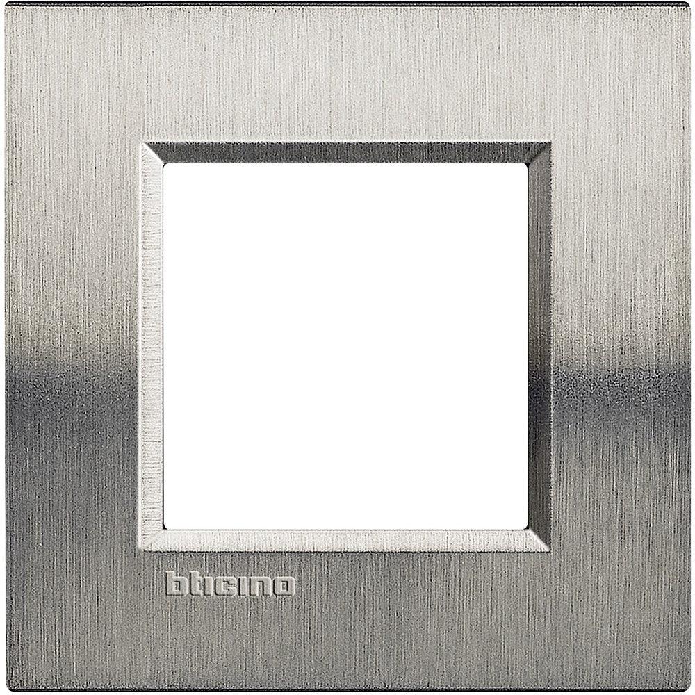Placca Quadra Living Light 2P Acciaio Spazzolato BTicino - SKU LNA4802ACS, Design Elegante e Funzionale
