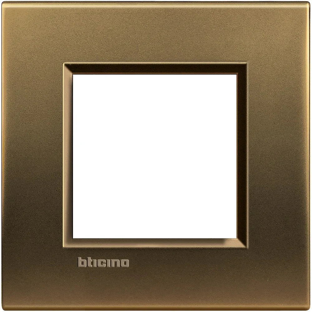 Placca Quadra 2P Bronzo Lucido BTicino - Modello LNA4802BZ, Eleganza e Funzionalità, Alta Qualità
