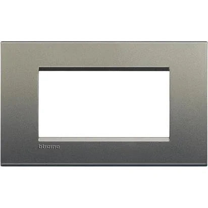 Placca BTicino Living Light 4 Moduli Avenue - LNA4804AE, Design Elegante in Metallo, 86x142mm