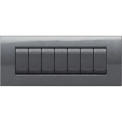 Placca 7P Acciaio BTicino - Living Light LNA4807AC - Design Moderno e Resistente - Installazione Facile