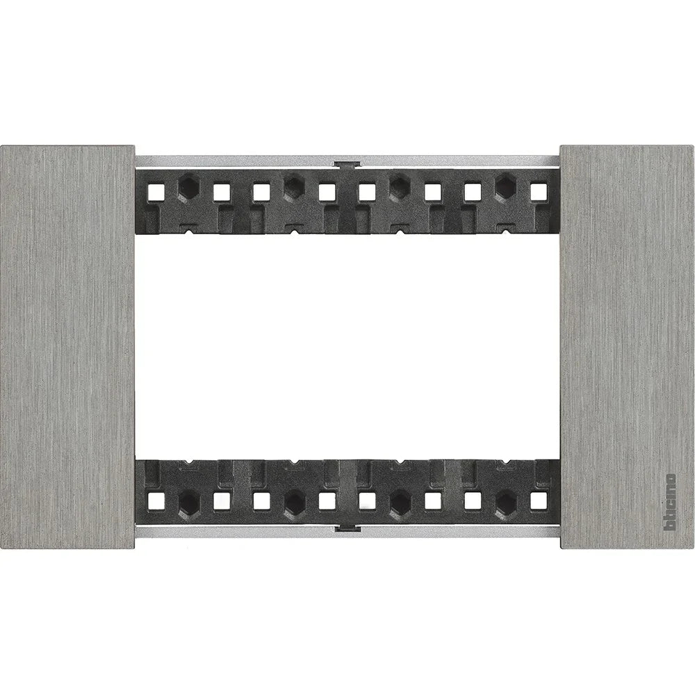 Placca Living Now 4 Moduli Acciaio BTicino KA4804ZG - Design Moderno e Durevole, Facile da Installare