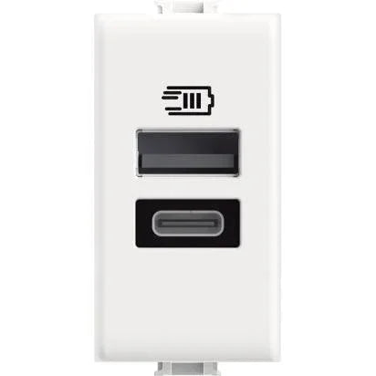 Bticino Matix AM4191AC - Caricatore USB Doppio Tipo A + C 1 Modulo Bianco