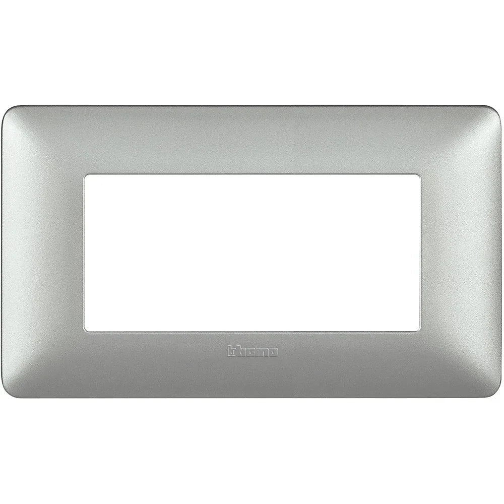 BTicino Placca 4 Posti Matix Silver AM4804MSL - Design Moderno, Facile Montaggio, 4 Moduli