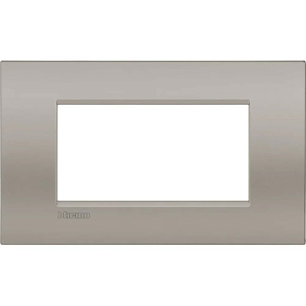 Placca 4 Moduli Living Light Sabbia - BTicino LNC4804SB, Design Elegante in Metallo, 86x142mm