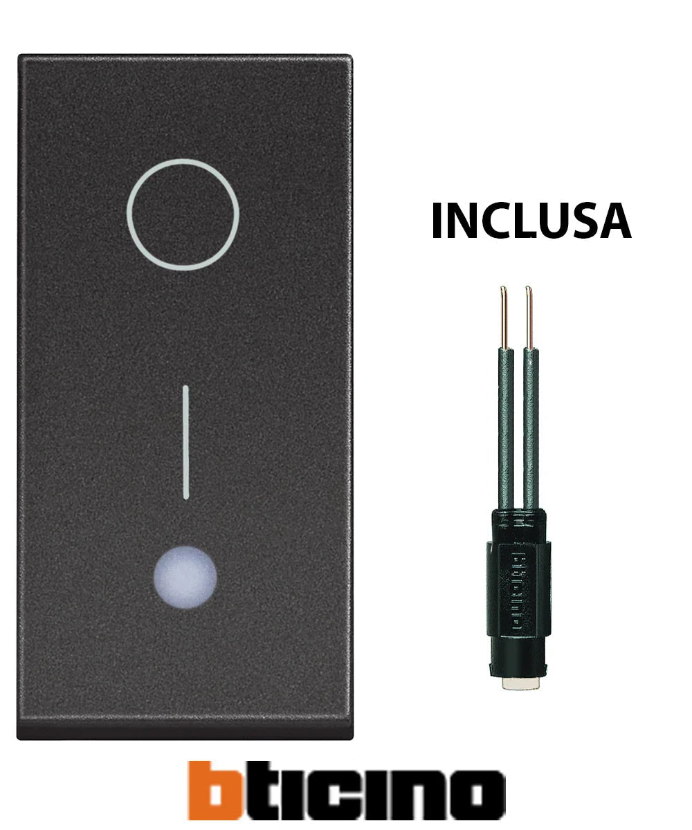 Interruttore Bipolare Illuminabile BTicino 16A - Grigio, Spia LED, 250Va.c.