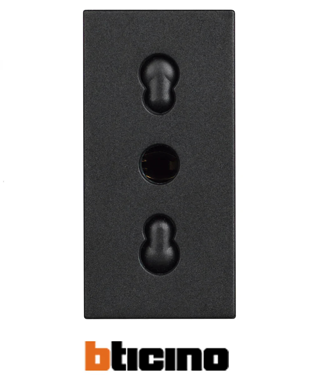Presa Elettrica Bipasso BTicino 2P+T 10/16A, Grigio, Facile Installazione, Sicura e Affidabile