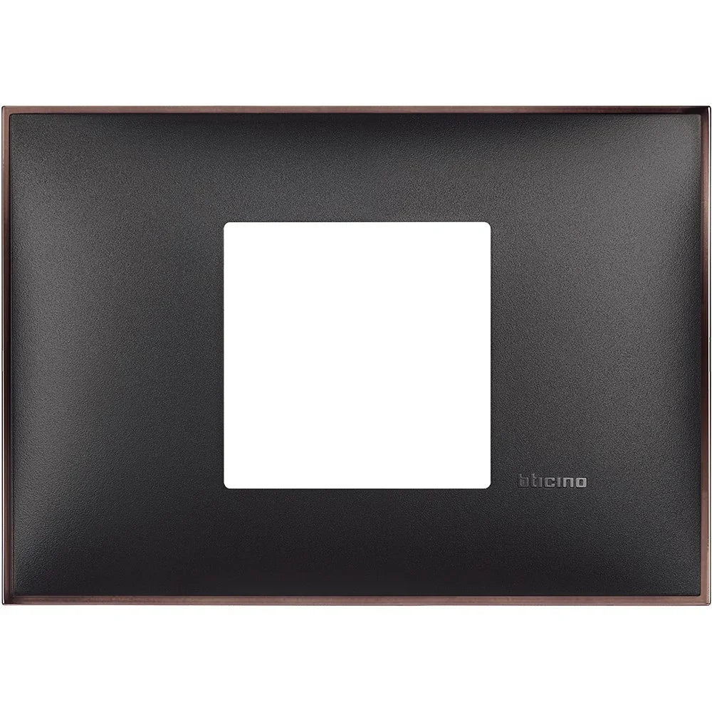 BTicino Placca 2 Moduli X 503 - Elegante Colore Nikel Nero, Facile Installazione, 86x122 mm