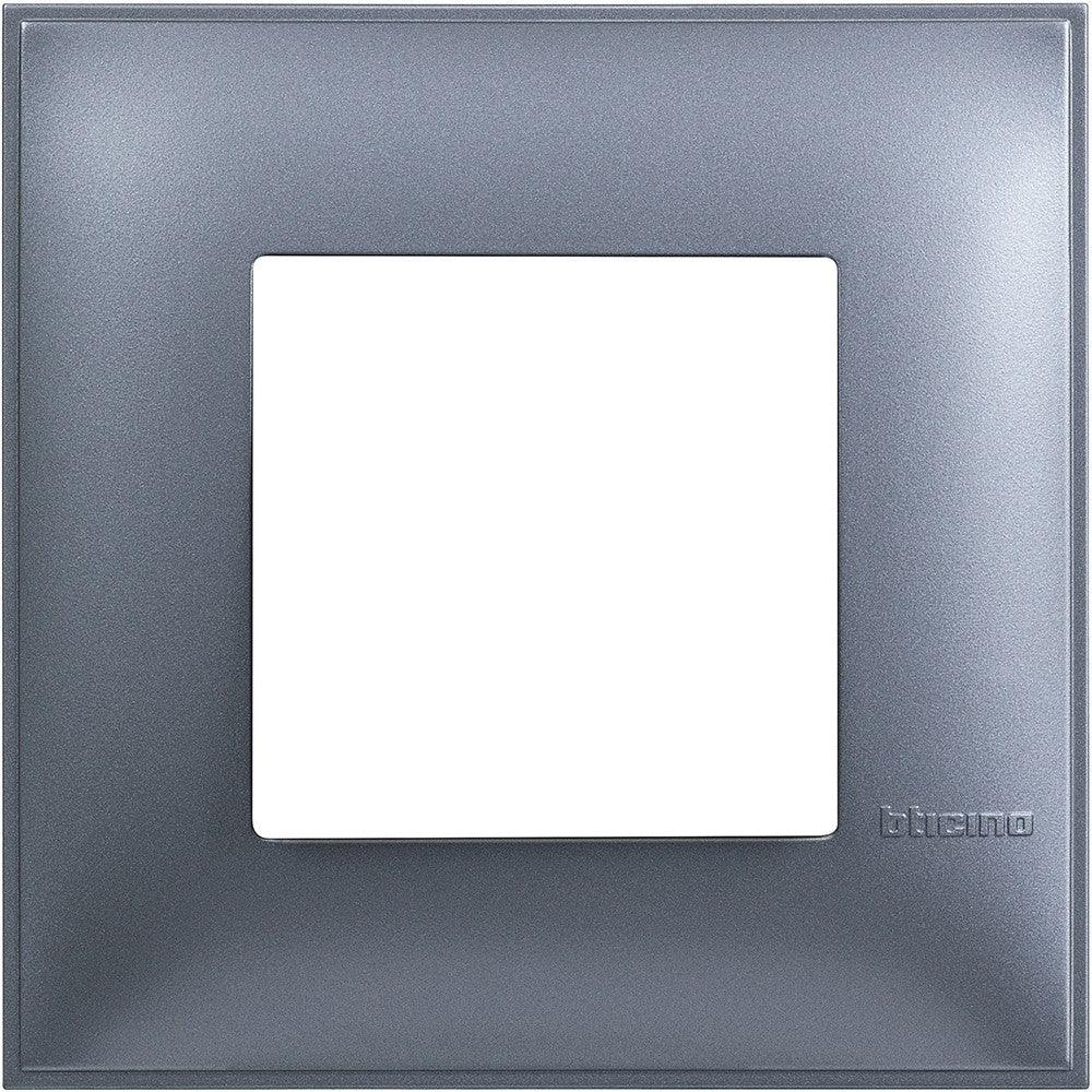 BTicino Placca 2 Moduli Blu Metal - Elegante e Resistente - SKU BT-PL-2M-BLUE