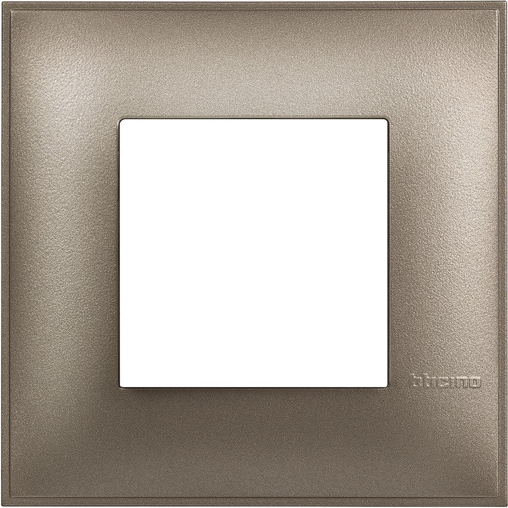 BTicino Placca 2 Moduli Titanio Metal - 86x86mm - Design Elegante e Funzionale - SKU Disponibile