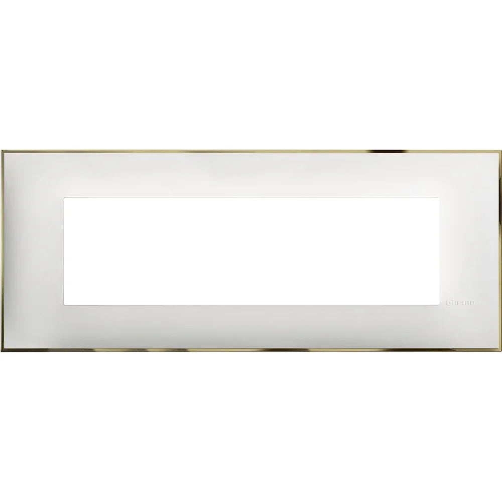 BTicino Placca 7 Moduli Bianco Cromo - Design Moderno, Finitura Resistente e Facile da Installare