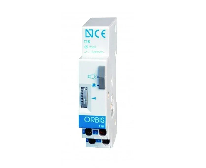 Temporizzatore Luce Scala Orbis T22 OB063031 - 3/4 Fili, Illuminazione Automatica, Modulo DIN
