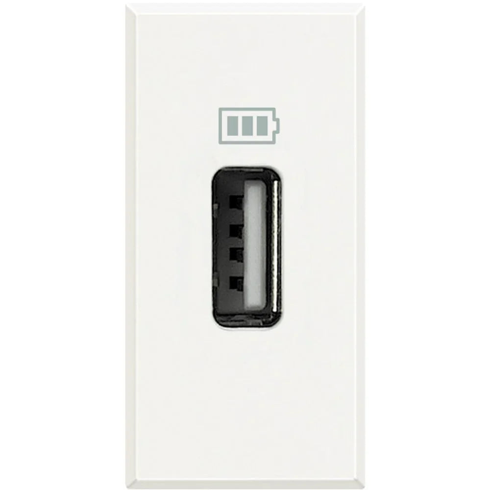 Caricatore USB 1,1 A BTicino Axolute Bianco HD4285C1 - Ricarica Rapida e Design Elegante