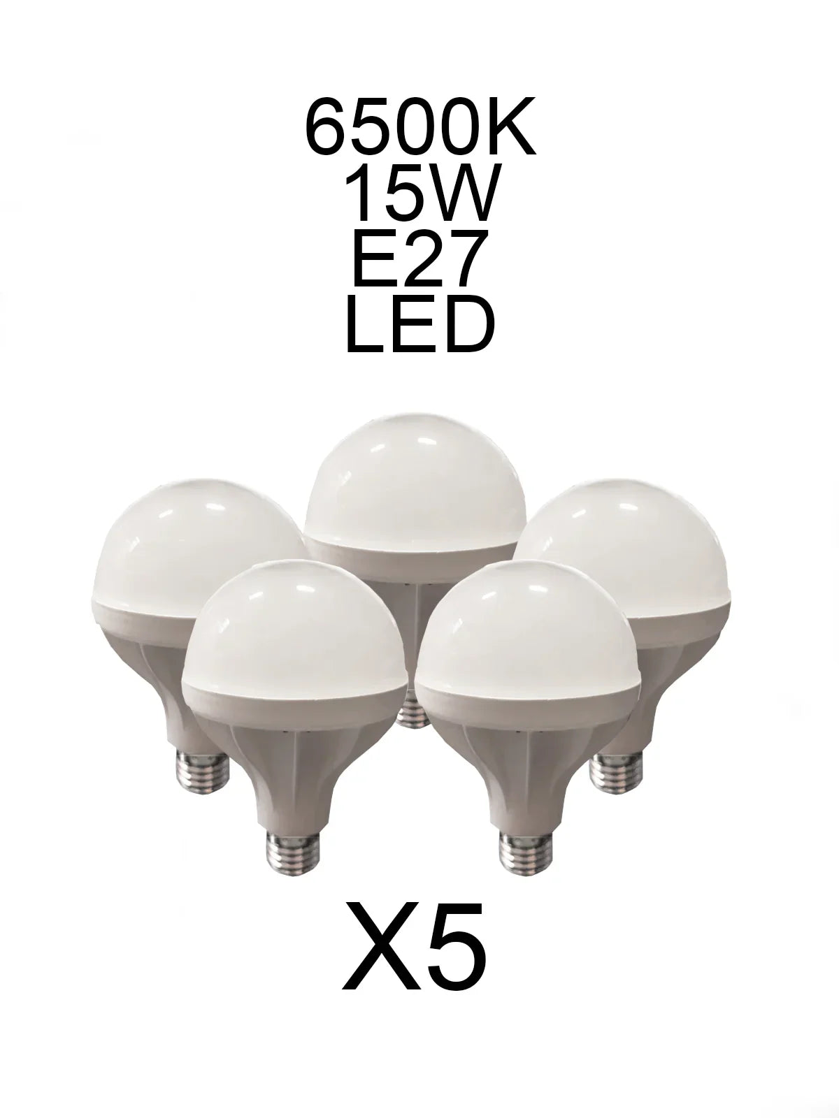 Kit 5PZ Lampadine LED 15W E27 6500K - Alta Efficienza Energetica, Lunga Durata e Luce Bianca Naturale