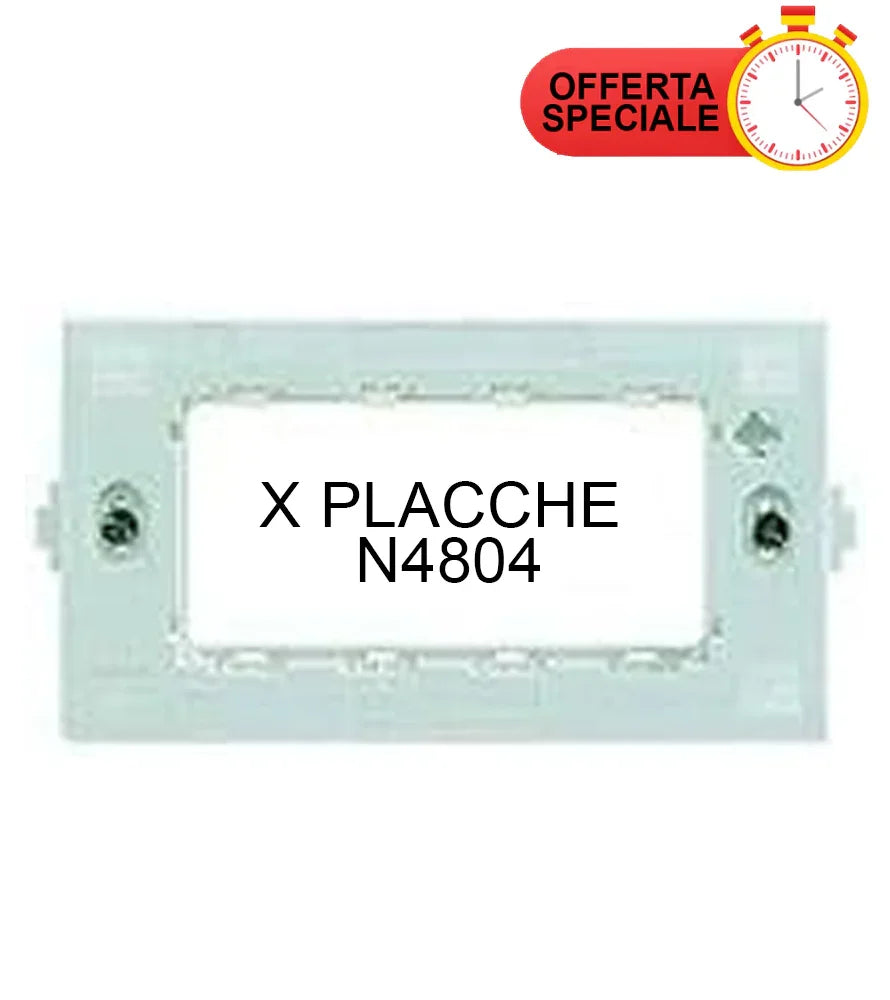 BTicino N4704 Supporto Per Placche 4 Moduli Compatibile Serie Living - Fissaggio Stabile Con Viti