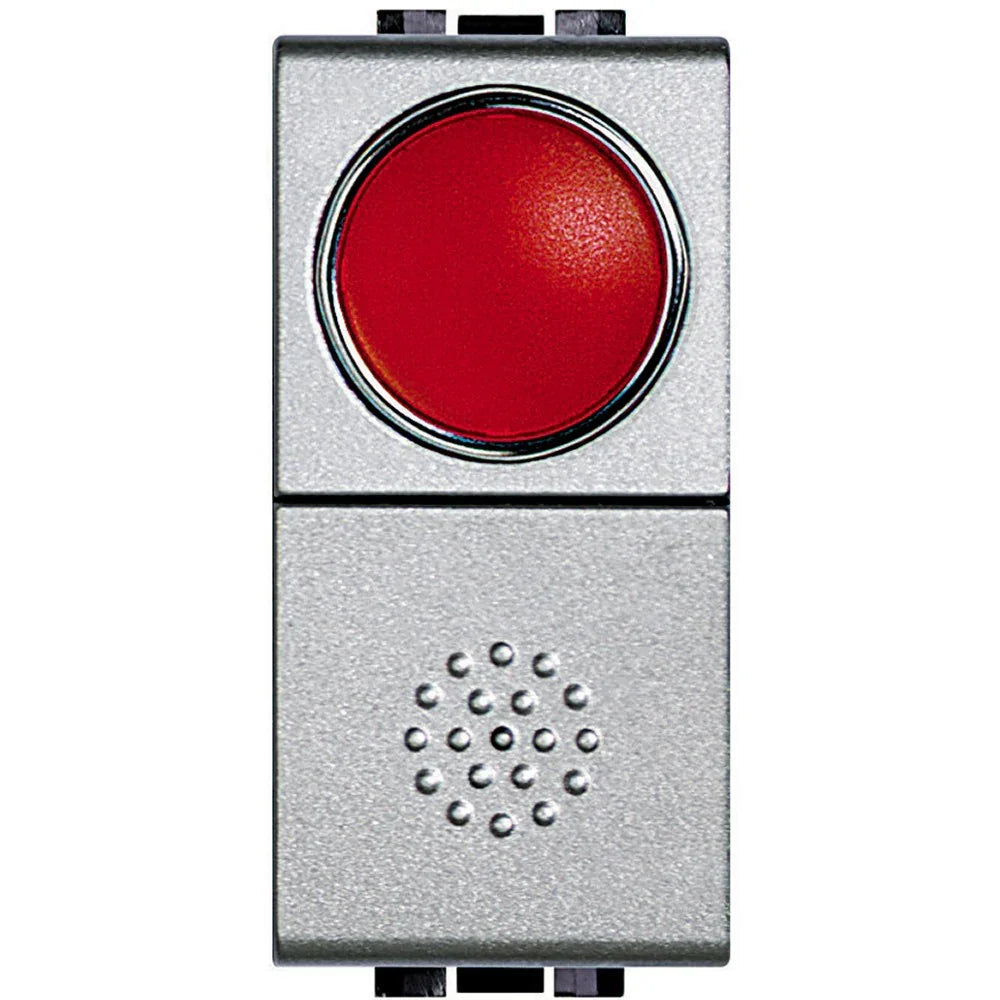 BTicino Living Light Pulsante NT4038R con Portalampada Rosso, 250Vac, 10A, Design Moderno