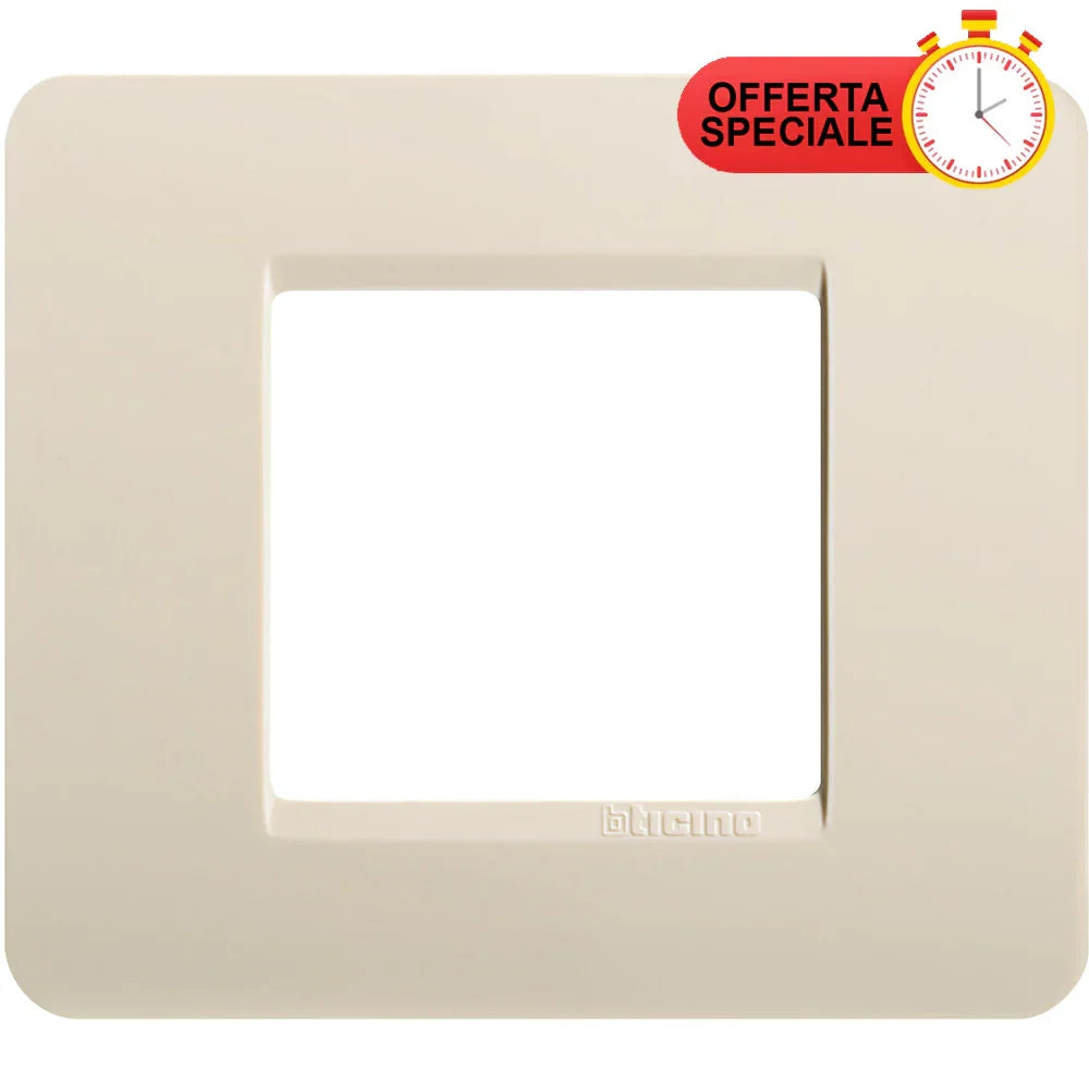 BTicino Matix Placca 2 Posti Avorio AM4802AV - Design Elegante, Facile Installazione, Resistente