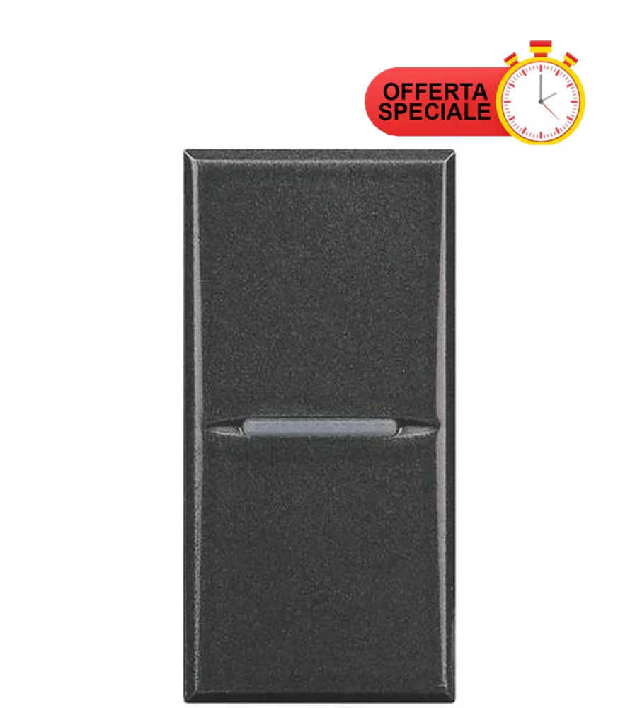 Interruttore Bticino Axolute 1P 10A Scuro HS4001 - Design Elegante, Capacità 2.500W, Profondità 22,9mm