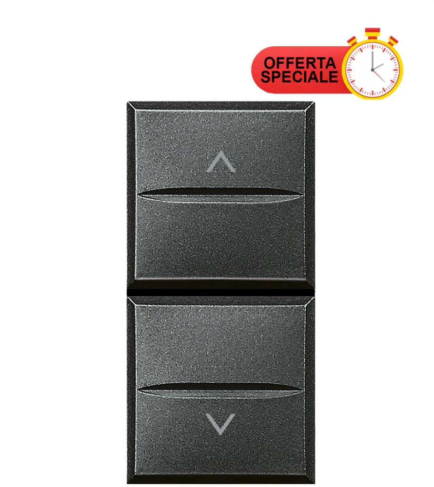 BTicino Axolute Pulsante Doppio 1P NO + 1P NO 10A HS4037 - Design Elegante, Corrente 10A, Facile Utilizzo