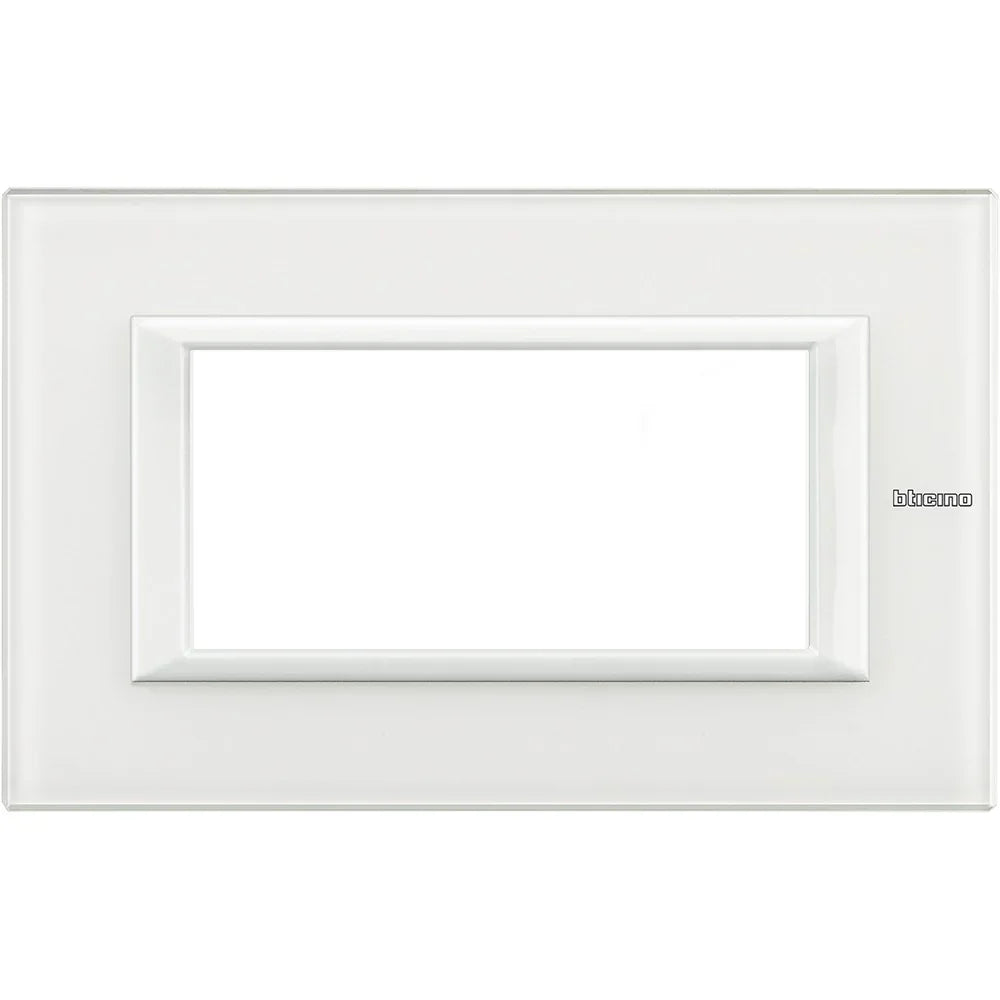 Placca 4P Axolute BTicino Vetro Bianco HA4804VBB - Design Elegante e Resistente, Facile da Installare