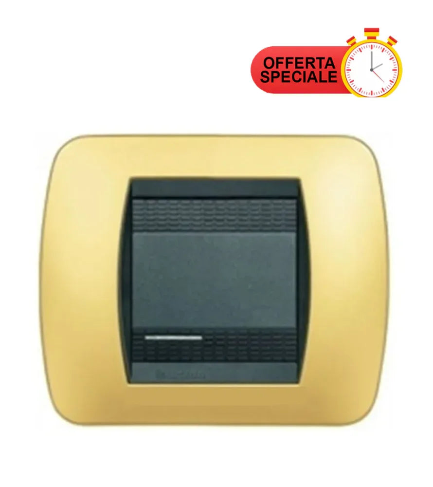 Placca BTicino Living 2 Moduli Oro Satinato L4802OS - Design Elegante e Resistente