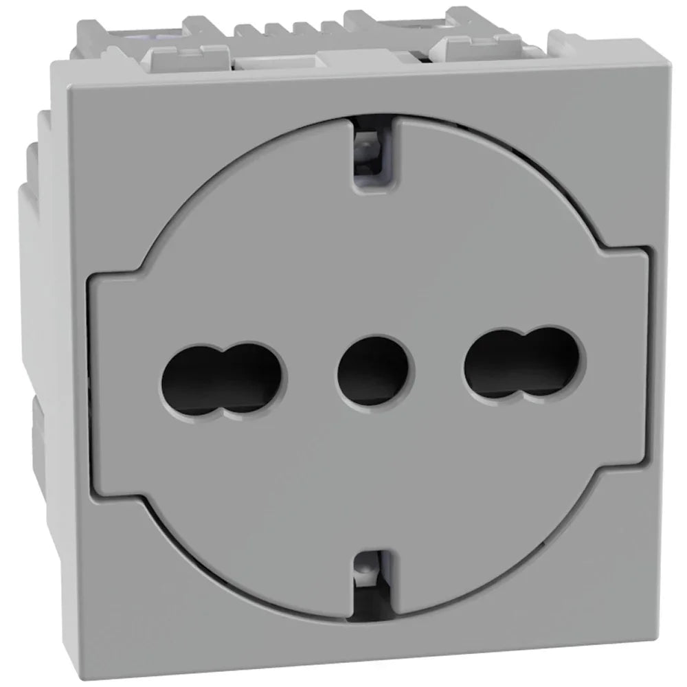 Presa Flat Schuko Standard BTicino MATIXGO P40 2 Moduli Grigia JG4140A16F - Sicurezza e Design Moderno