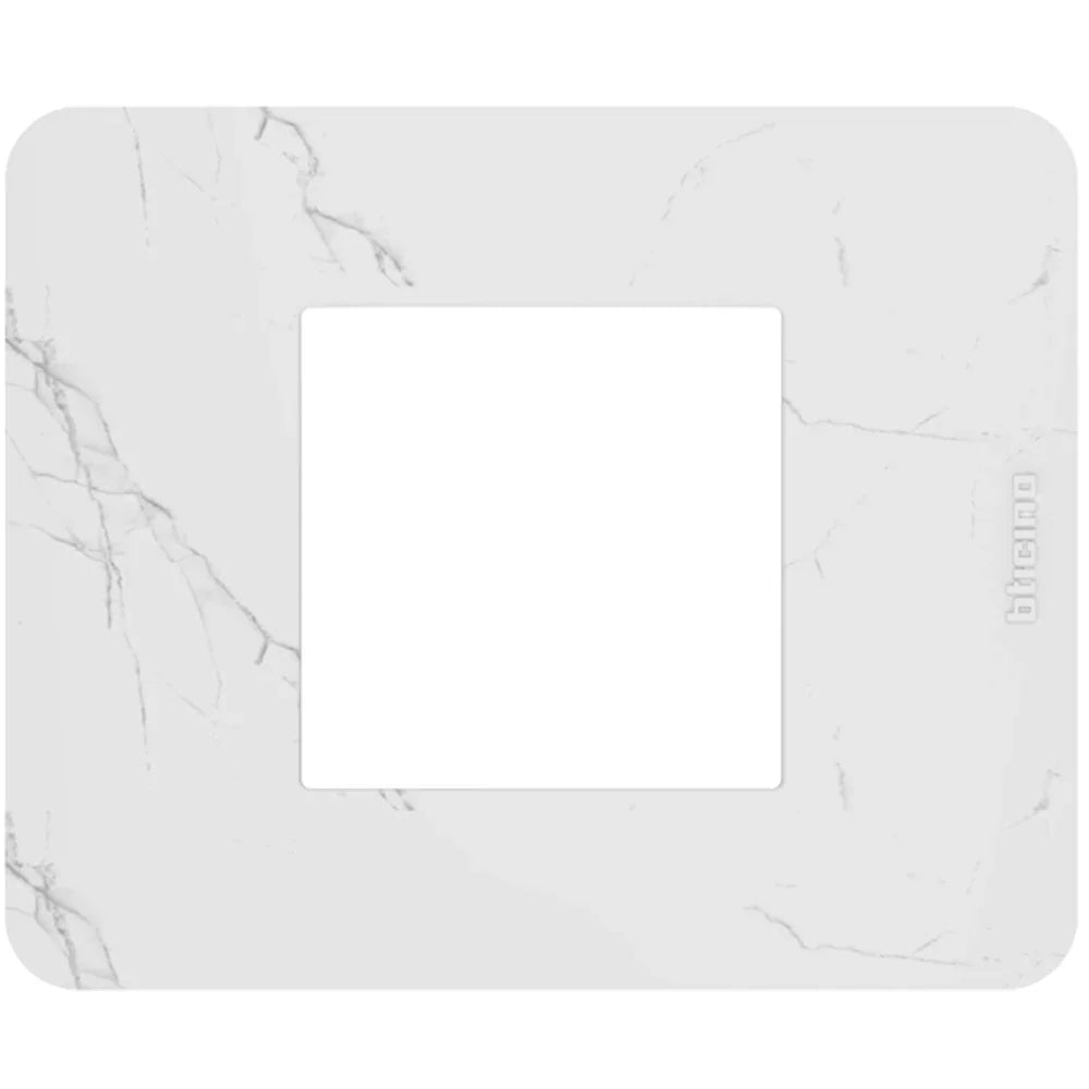 Placca Bticino MatixGO 2 Moduli Carrara Effetto Marmo JA4802EM - Design Elegante e Robusta in Tecnopolimero