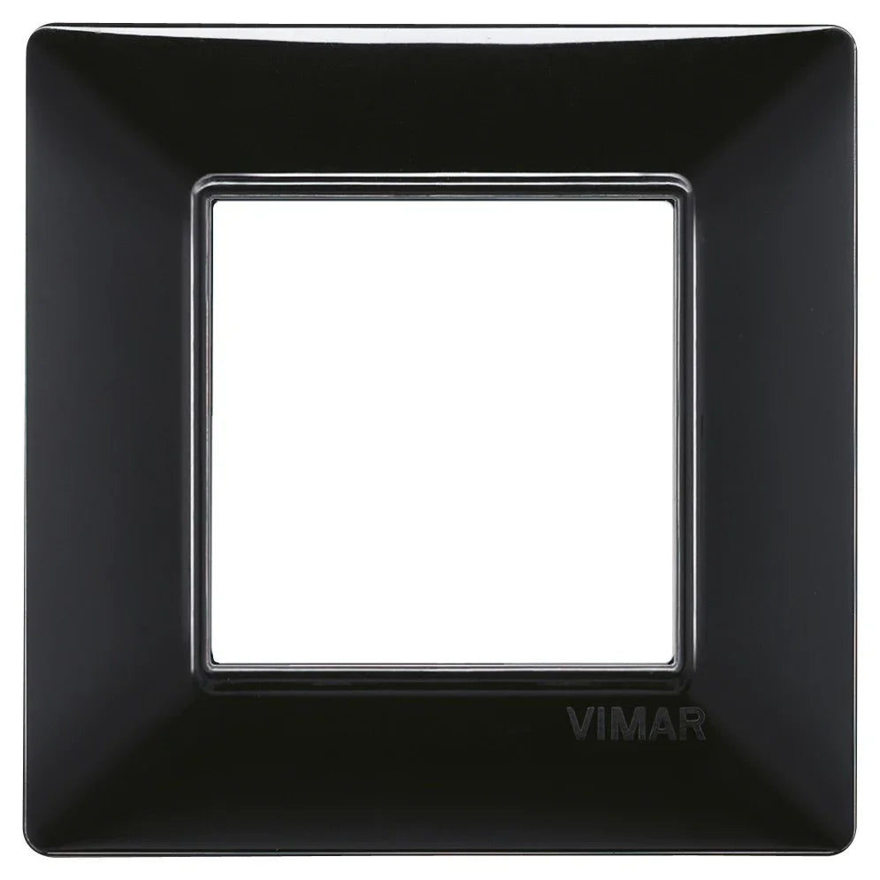 Placca Vimar Plana 2 Moduli Nero 14642.05 - Tecnopolimero, Design Elegante, Made in Italy