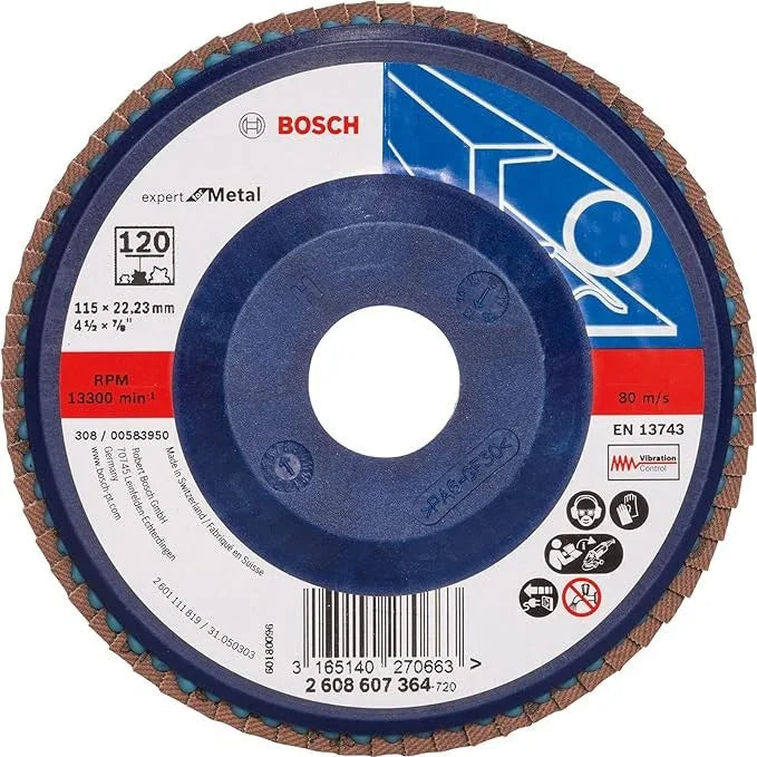 Disco Lamellare MetaldrI 115M G120 Bosch - Grana 120 per Smerigliatrici Angolari - Alta Resistenza e Durata