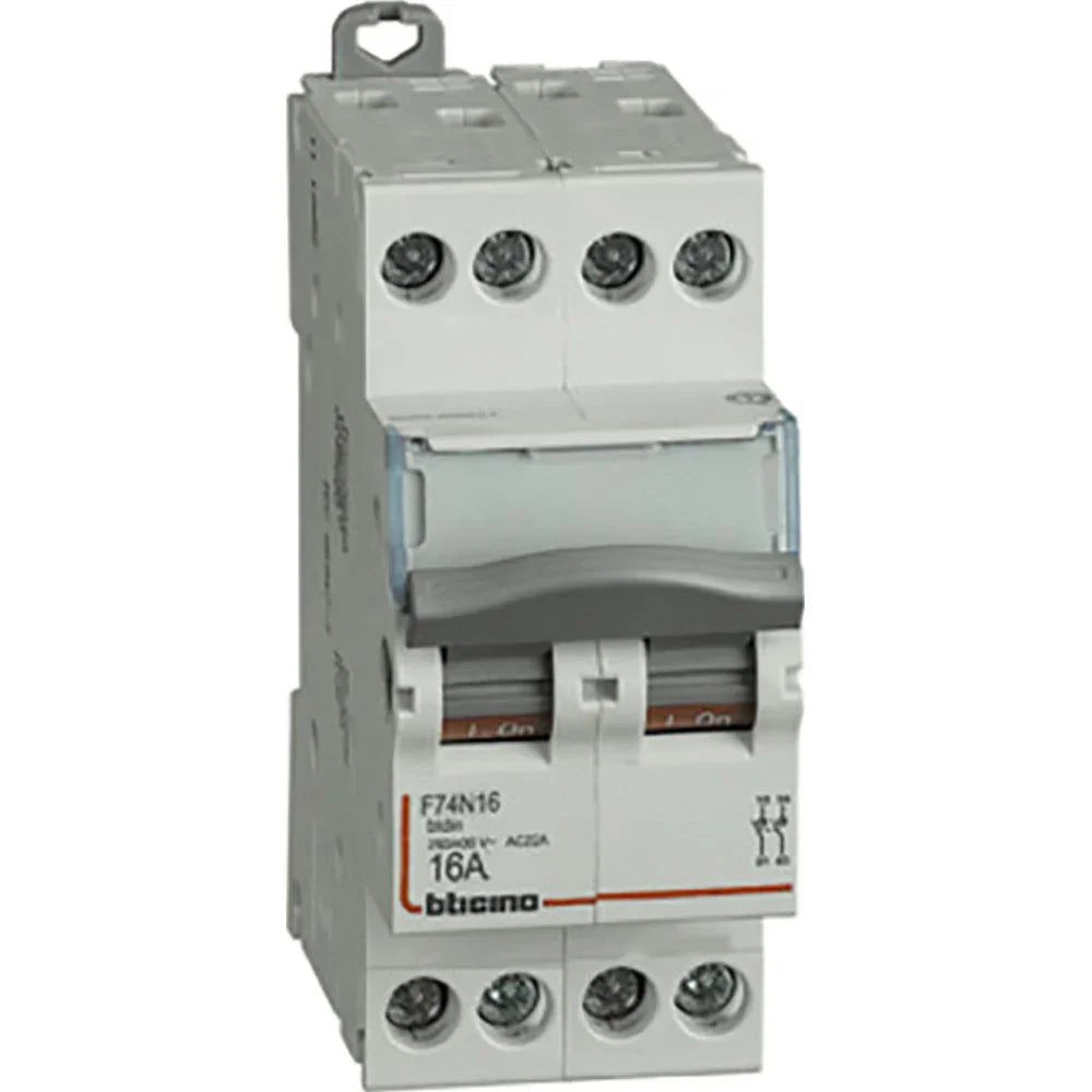 BTicino Sezionatore 4 Poli 16A 2 Moduli F74N16 - Sicurezza Elettrica, Design Compatto, IP20