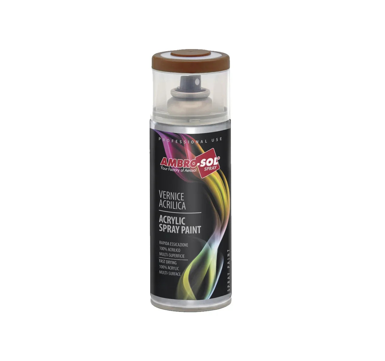 Vernice Acrilica Spray Ambro-Sol Bruno Noce 400ml - Adatta per Legno, Metallo, Plastica e Ceramica - Rapida Essiccazione - 100% Acrilico