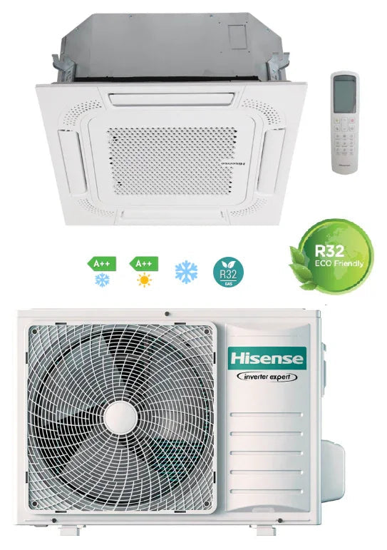 Climatizzatore Hisense Inverter Cassetta 24000 BTU ACT71UR4RJC8 + AUW71U4RK8, Classe A++/A+, Wi-Fi Opzionale, R32