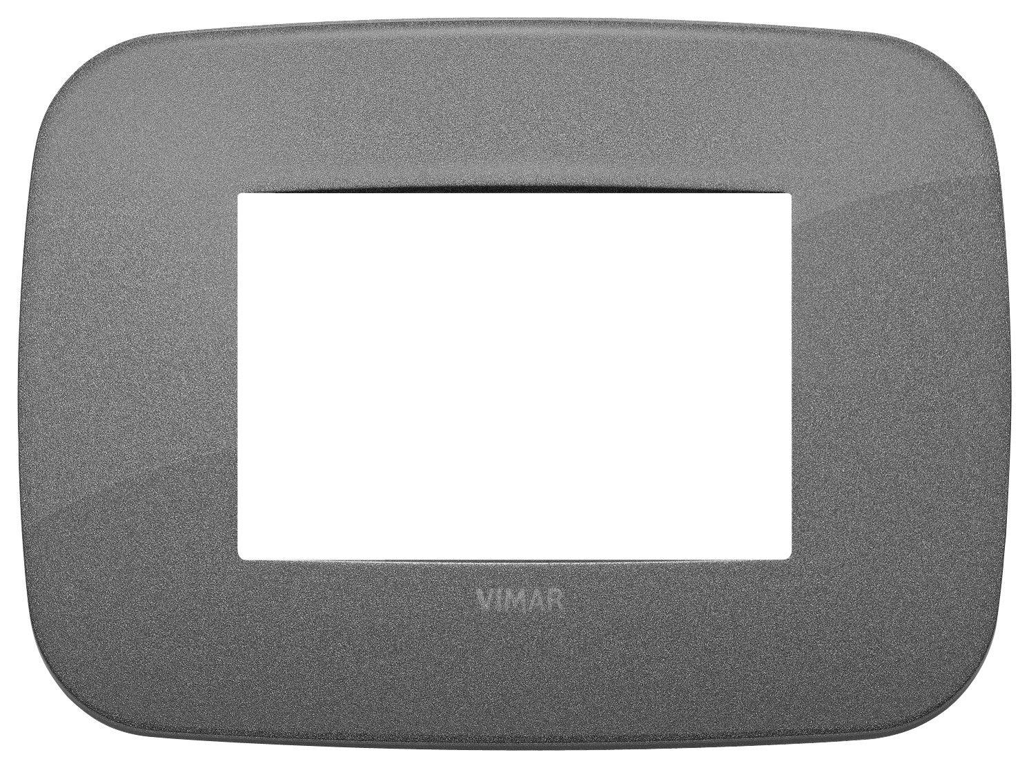 VIMAR Placca Round 3M Ardesia, Metallo Elegante, Codice SKU 19683.22, Design Funzionale per Interni