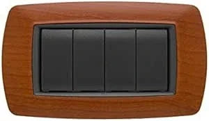Placca Life 4P FEB 2984/LC - Elegante in Legno Chiaro, 4 Prese, Facile Installazione e Duratura