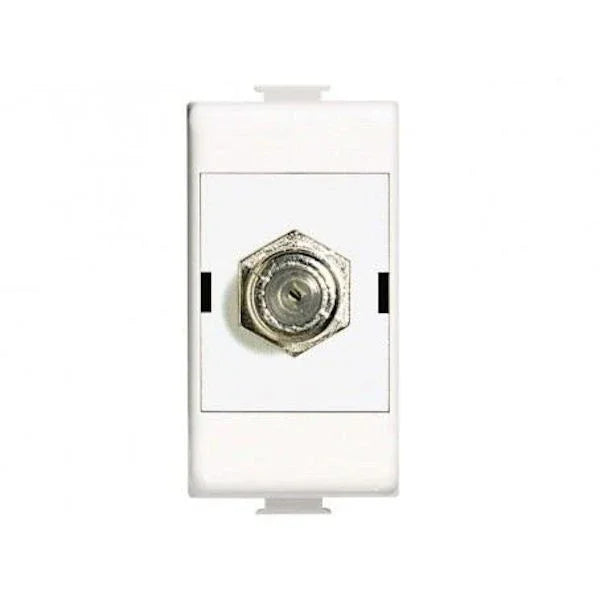 Presa TV Coassiale Tipo F BTicino Matix AM5173DF - 75 Ohm, Aggancio a Vite, Colore Bianco