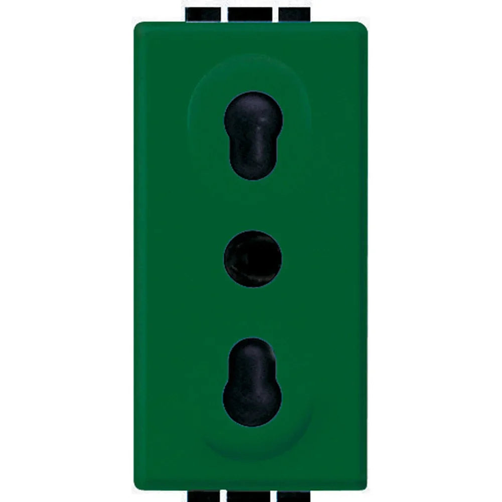 Presa 2P+T 10/16A Bipasso 250Vac Verde - BTicino L4180V con Alveoli Schermati e Versatilità