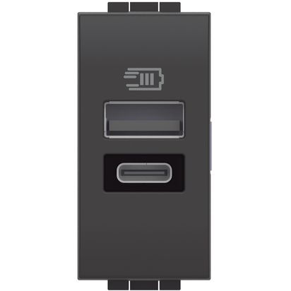 Bticino Living Light Caricatore USB tipo A e C con tensione 5 Vdc L4191AC