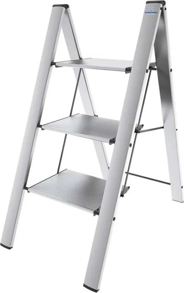 Scala 3 Gradini Sgabello in Alluminio SGA3GR.AL - Altezza 67 cm, Antiscivolo e Leggero