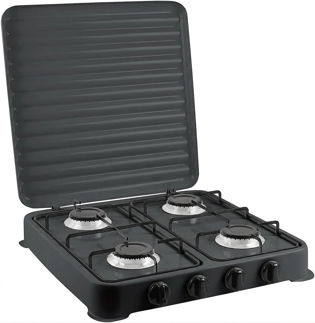 Multifire 4 Black - Fornello a Gas GPL 4 Fuochi con Bruciatori in Ghisa
