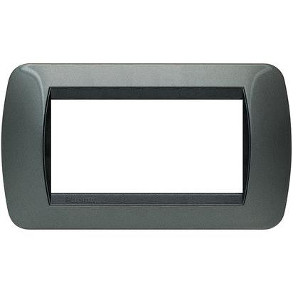 Living Int. Placca 4 posti acciaio - L4804AC by BTicino, modular frame for electrical installations, 80mm height, 140mm width.