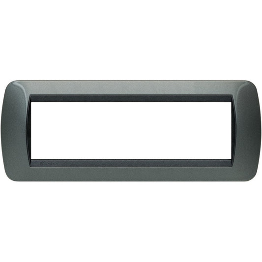 Living Int. Placca 7 posti in acciaio scuro, tecnopolimero, serie Livinglight, moduli 7, 80mm x 206mm.