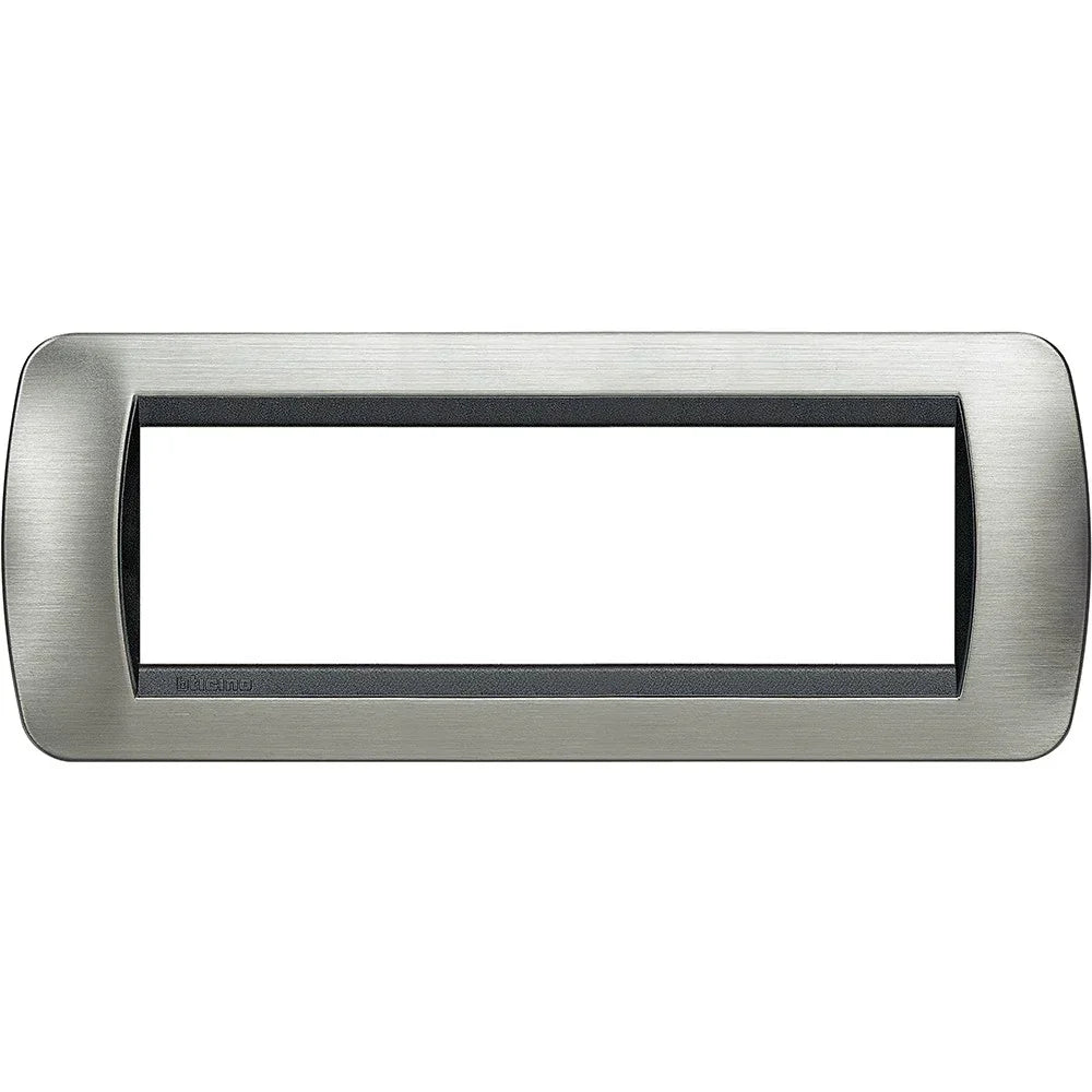 Placca BTicino Living Int. L4807ACS - Acciaio Spazzolato, 7 Posti, 80mm x 206mm