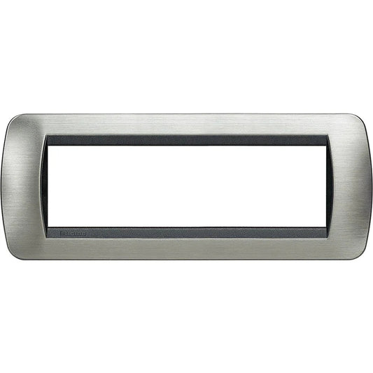 Placca BTicino Living Int. L4807ACS - Acciaio Spazzolato, 7 Posti, 80mm x 206mm