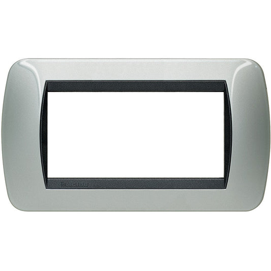 Living Light Placca 4 posti alluminio L4804AL by BTicino, modular design for sleek interiors.