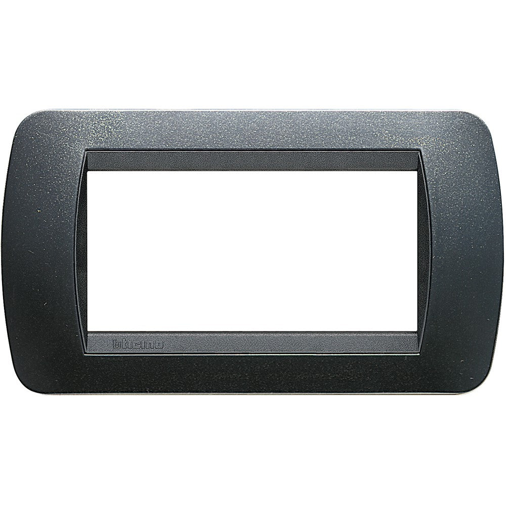Living Int. Placca 4 posti acciaio scuro, plastica tecnopolimero, 80mm x 140mm - Marchio BTicino