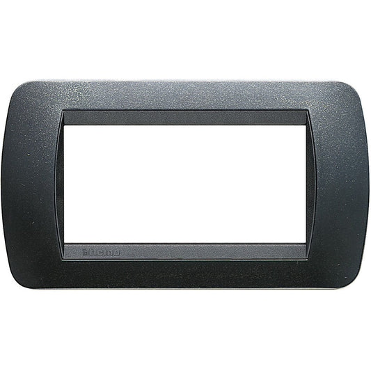 Living Int. Placca 4 posti acciaio scuro, plastica tecnopolimero, 80mm x 140mm - Marchio BTicino