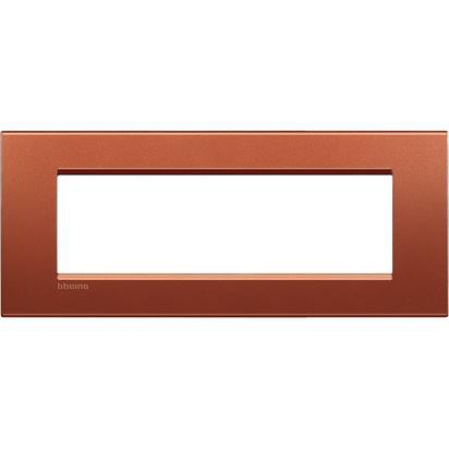 Living Light Placca 7P Brick LNA4807RK - brick colored metal frame for 7 modules, BTicino Livinglight series, 86mm x 208mm.