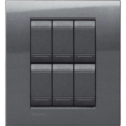 Placca Quadra Living Light 3+3 Moduli Acciaio - Design Elegante e Funkzionamento Pratico - BTicino LNA4826AC