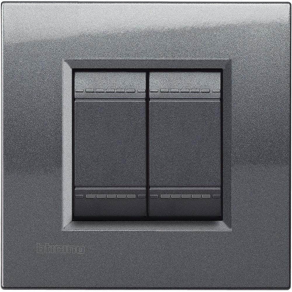 Placca Quadra Living Light 2P In Acciaio - BTicino LNA4802AC, Design Elegante, Facile Installazione